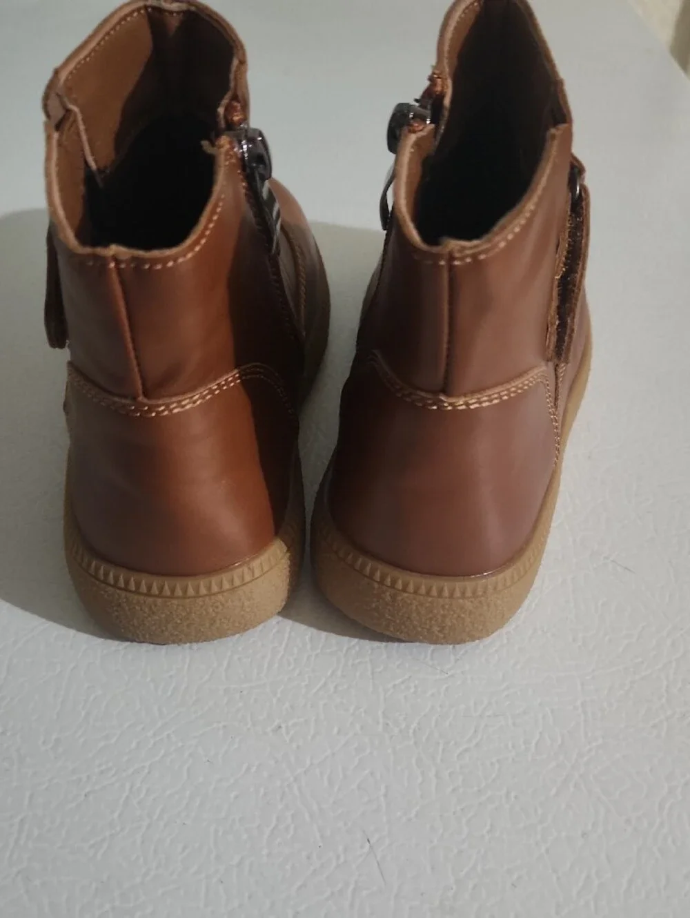 Kids Brown Ankle Boots with Side Zip and Adjustable Strap